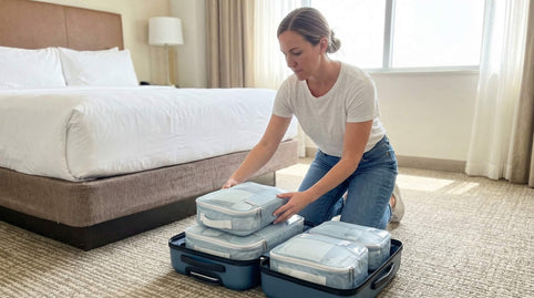 percpver compression packing cubes organized in carry on suitcase for travel