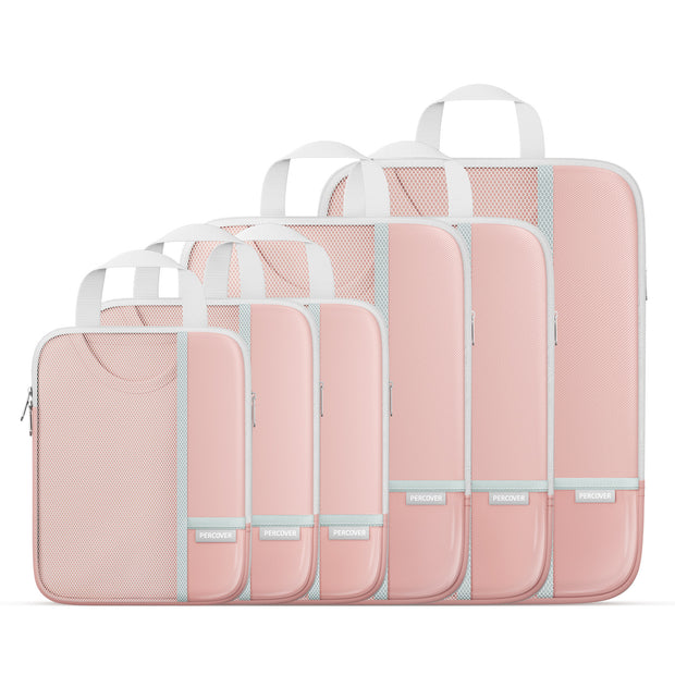Percover Pro Pink Compression Packing Cubes Travel Organizer 6 Set