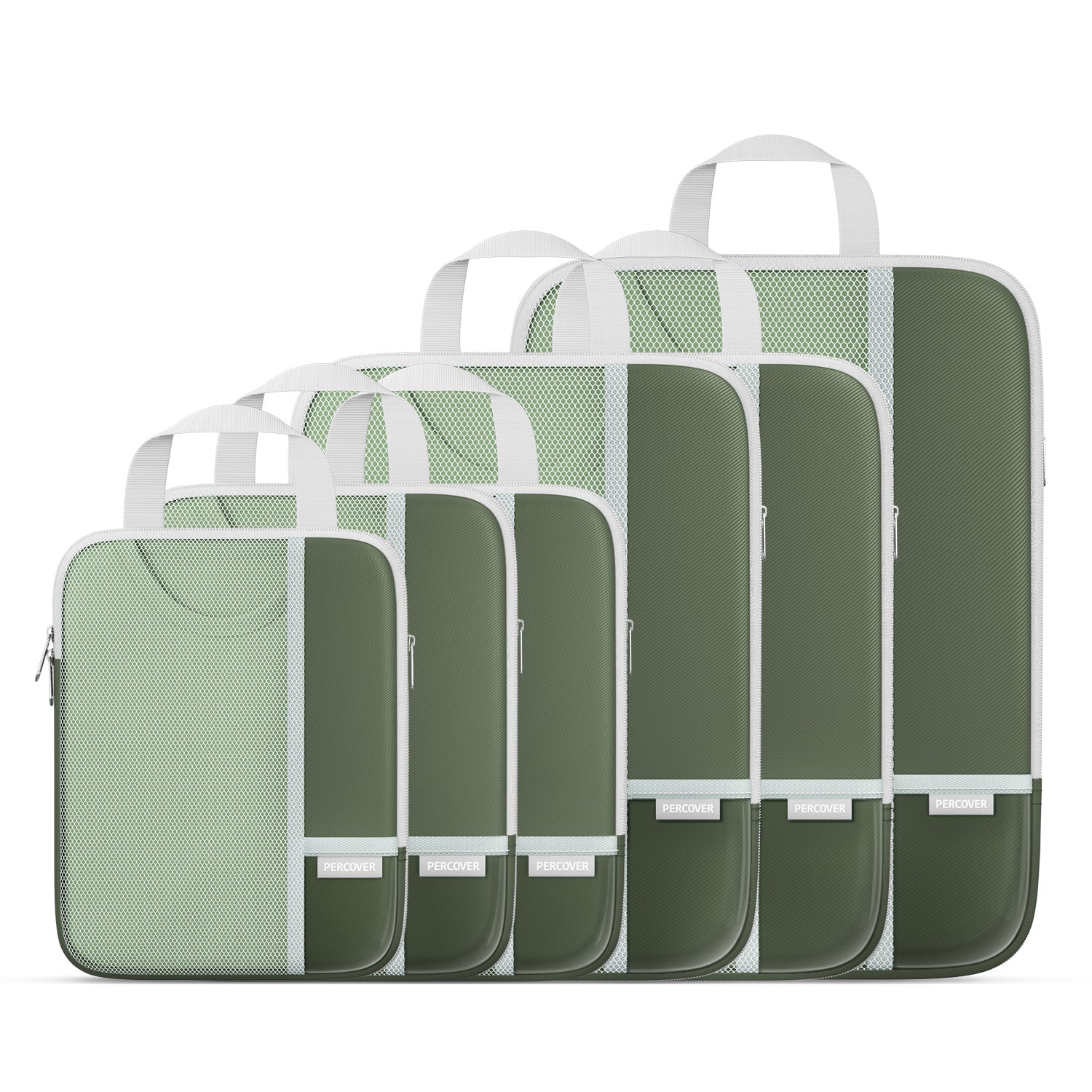 Percover Pro Green Compression Packing Cubes Travel Organizer 6 Set