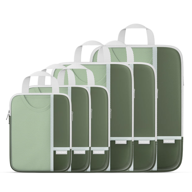 Percover Pro Green Compression Packing Cubes Travel Organizer 6 Set