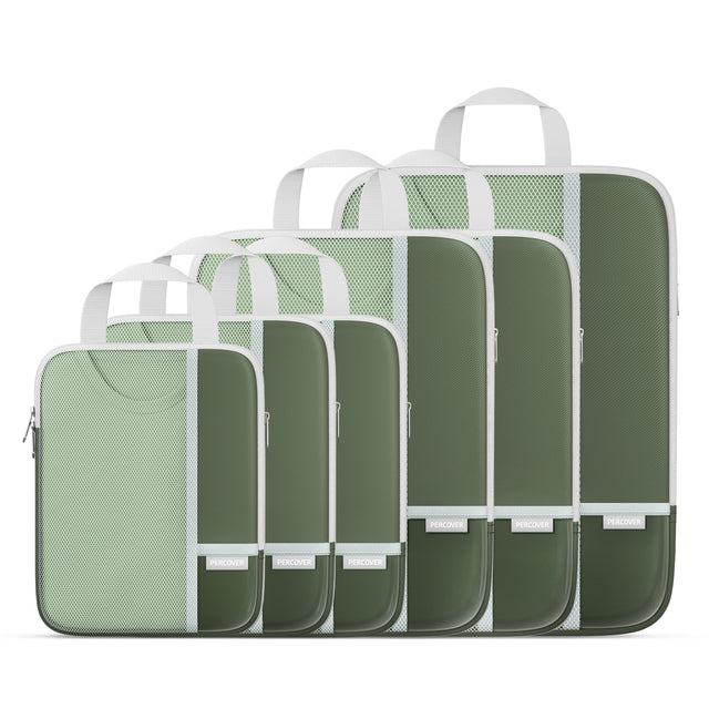 Percover Pro Green Compression Packing Cubes Travel Organizer 6 Set