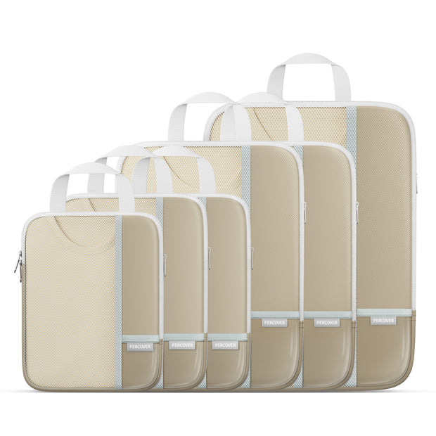 Percover Pro Camel Compression Packing Cubes Travel Organizer 6 Set