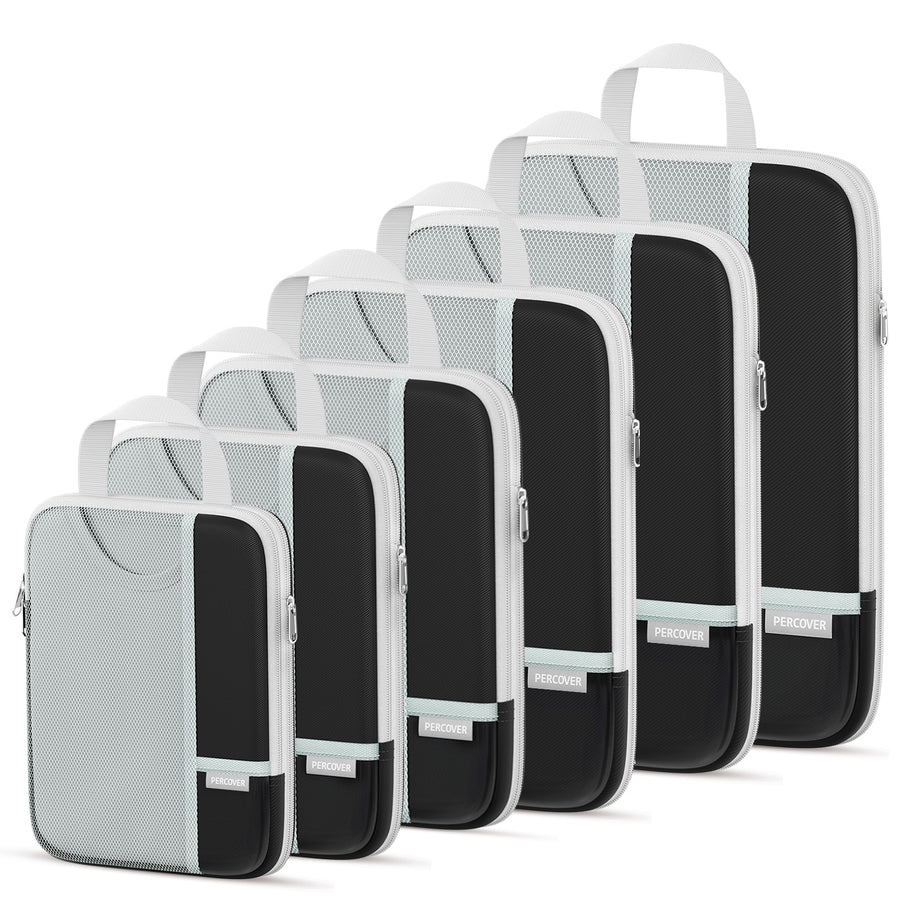 Percover Pro Black Compression Packing Cubes Travel Organizer 6 -Piece Set