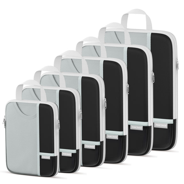 Percover Pro Black Compression Packing Cubes Travel Organizer 6 -Piece Set