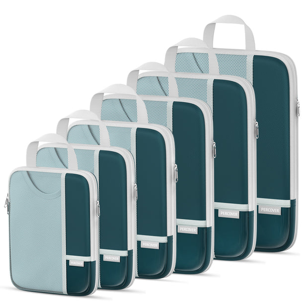 Percover Pro Peacock Green Compression Packing Cubes Travel Organizer 6 Set