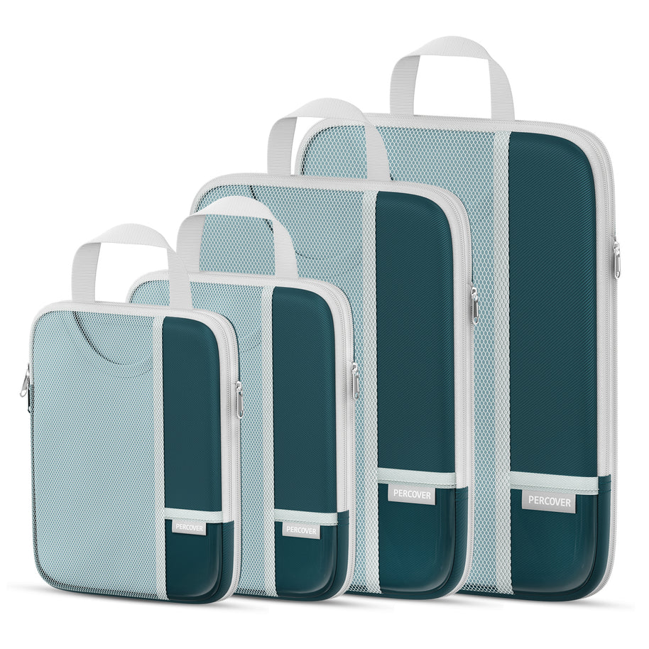 Percover Pro Peacock Green Compression Packing Cubes Travel Organizer Set