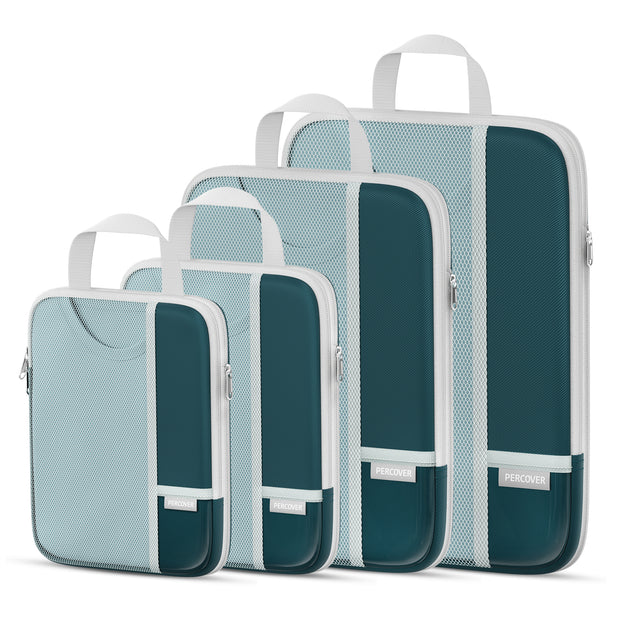 Percover Pro Peacock Green Compression Packing Cubes Travel Organizer Set