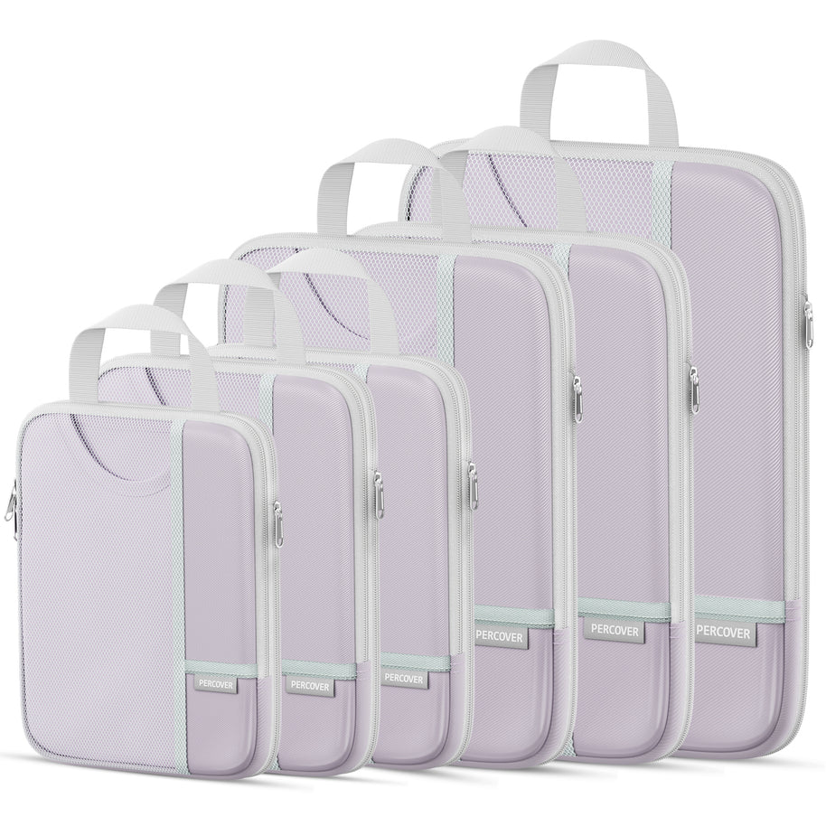 Percover Pro Purple Compression Packing Cubes Travel Organizer 6 Set