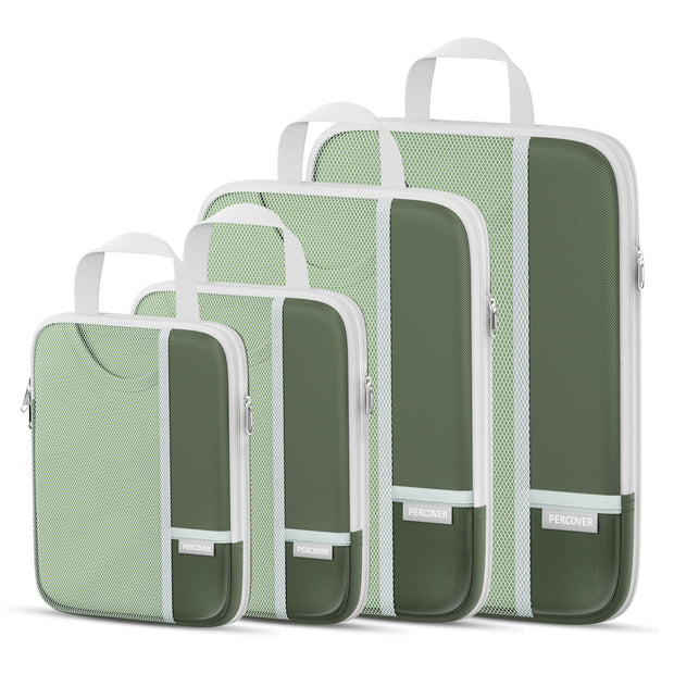 Percover Pro Green Compression Packing Cubes Travel Organizer Set