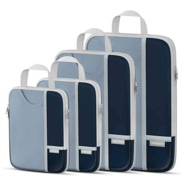 Percover Pro Navy Blue Compression Packing Cubes Travel Organizer4 Set