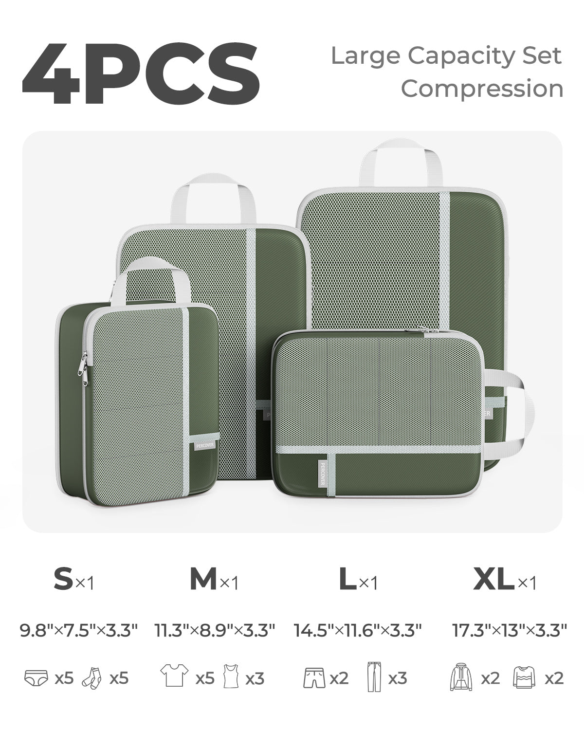 Percover MOVE Compression Packing Cubes Green