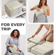 Collage of people using packing cubes with text 'FOR EVERY TRIP'.