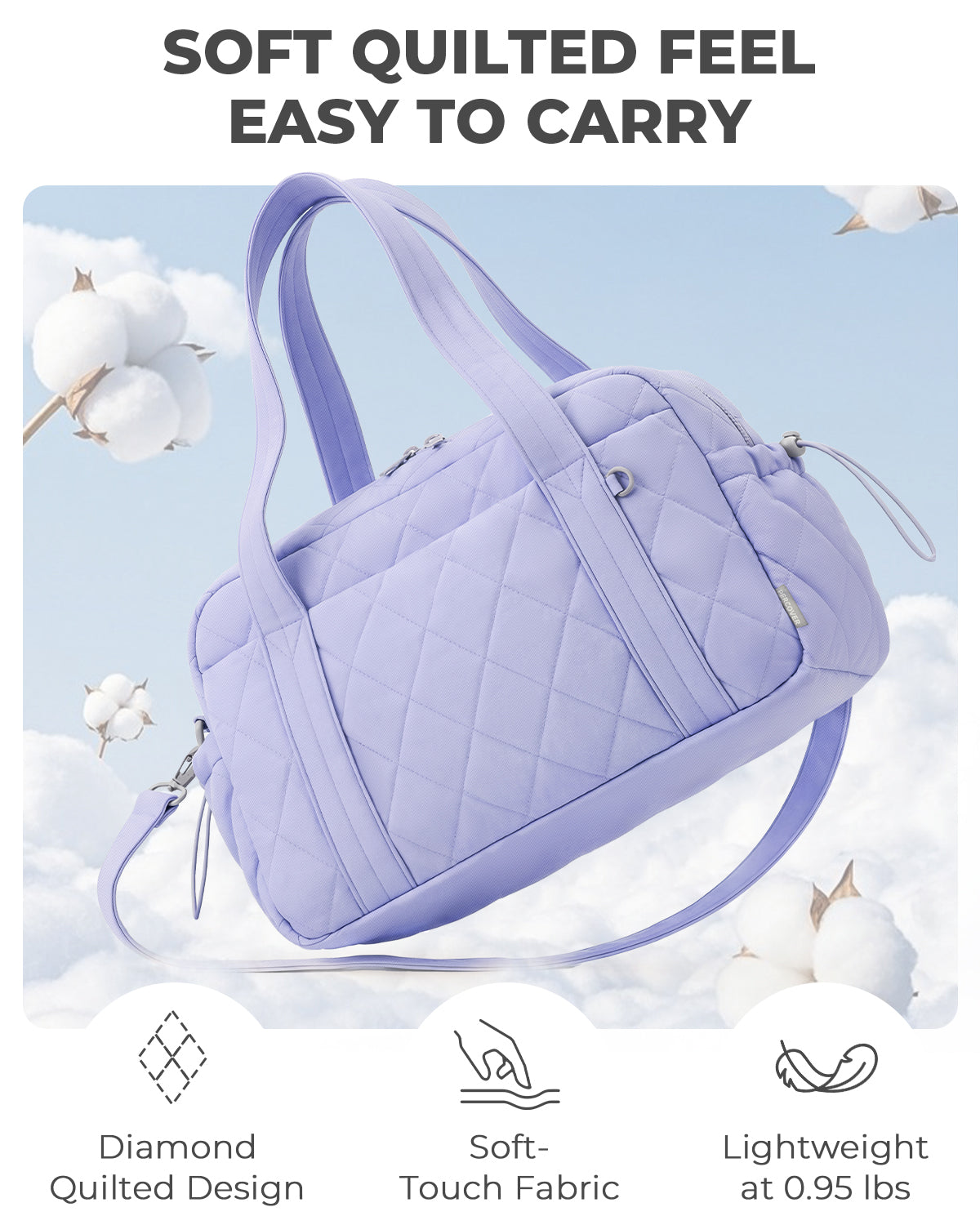 Percover MOVE Classic Quilted Gym Bag Toiletry Pouch Lavender Purple