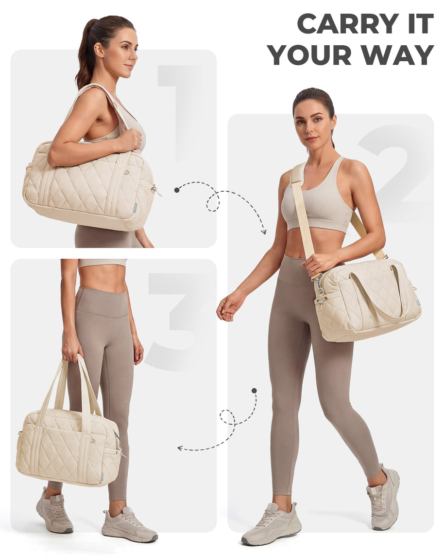 Percover MOVE Classic Quilted Gym Bag Toiletry Pouch Ivory Beige