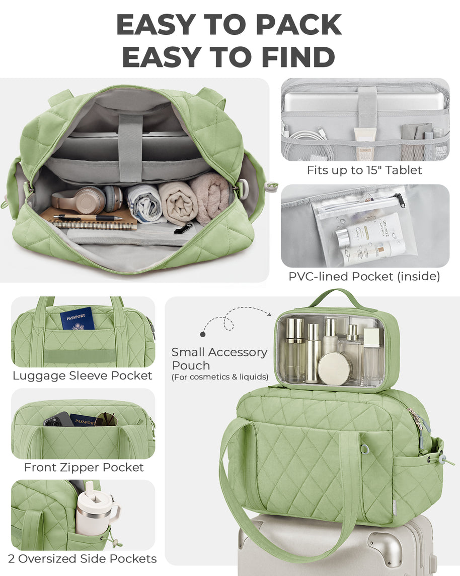 Percover MOVE Classic Quilted Gym Bag Toiletry Pouch Mint Green