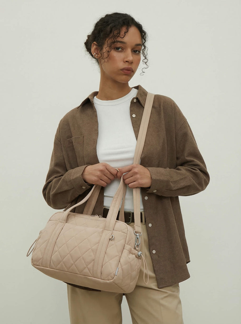 Percover MOVE Classic Quilted Gym Bag Toiletry Pouch Camel Tan