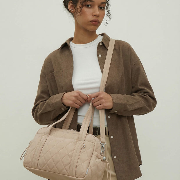 Percover MOVE Classic Quilted Gym Bag Toiletry Pouch Camel Tan