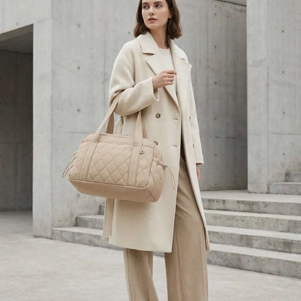 Percover MOVE Classic Quilted Gym Bag Toiletry Pouch Ivory Beige